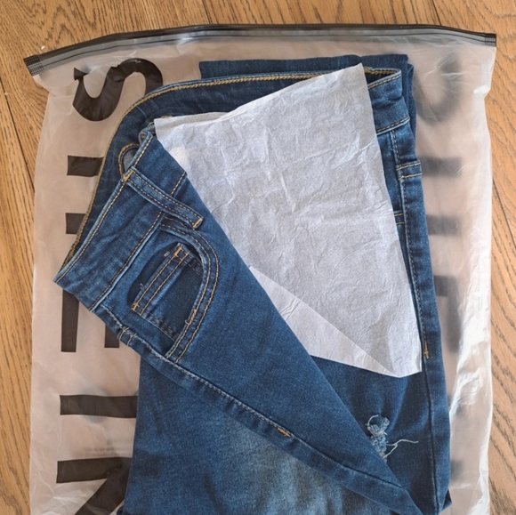 Shein Size M Womens Blue Ripped High Rise High Waist Skinny Jeans Button Zip. - Picture 3 of 9